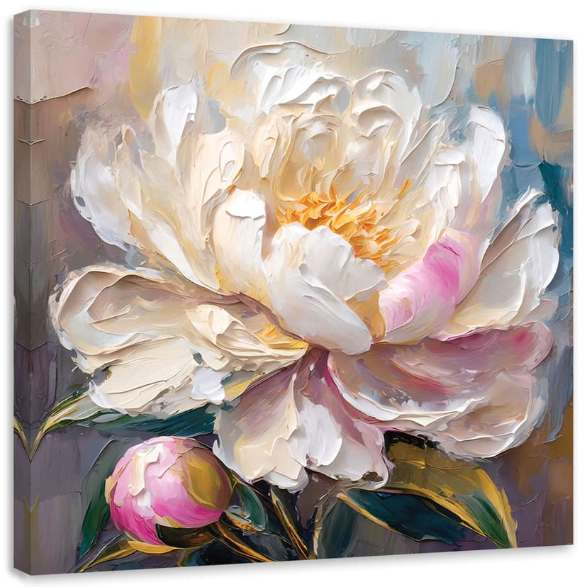 Stampa su tela, Peonia dipinta