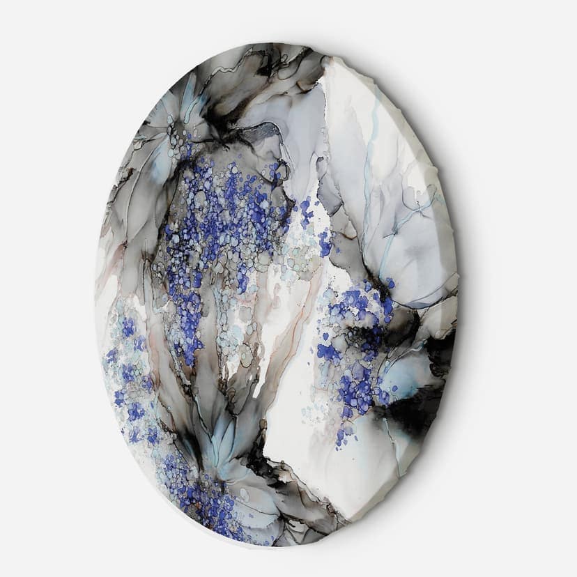 Quadro su tela rotondo acquerello astratto con fiori