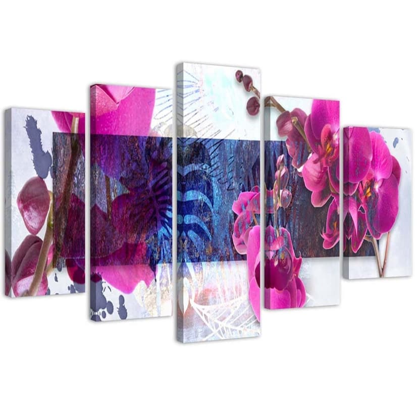 Stampa su tela 5 pezzi, rosa orchidea