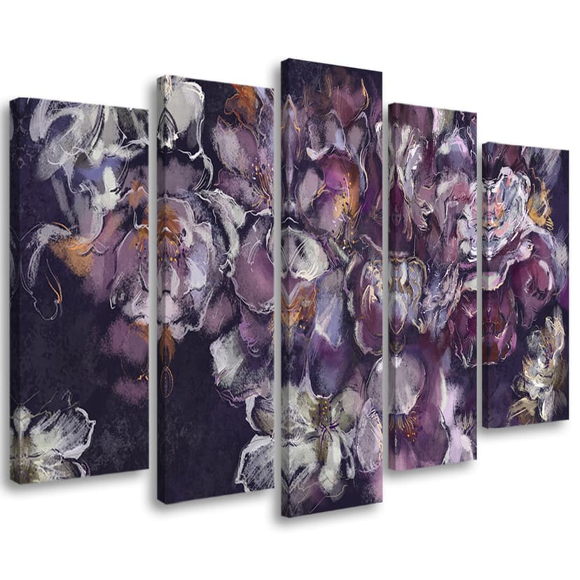 Stampa su tela 5 pezzi, fiore di iris
