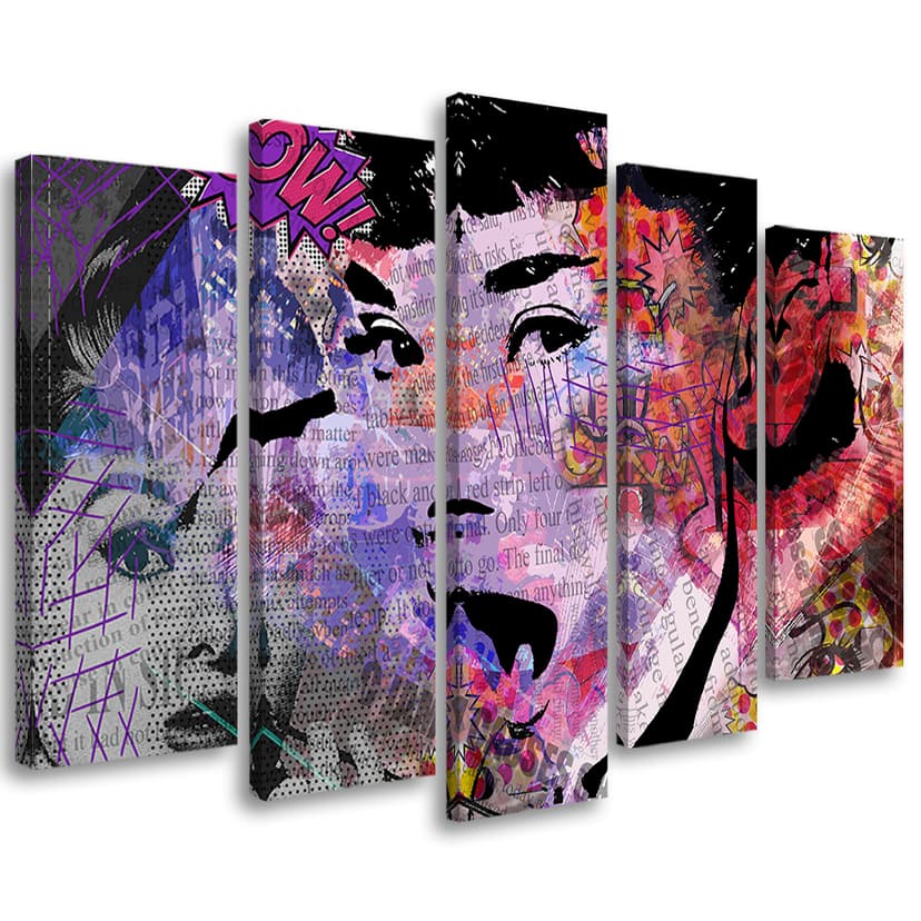Stampa su tela 5 parti, Audrey Hepburn