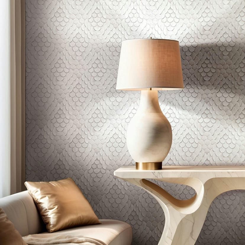 Carta da parati in tessuto non tessuto fiori, aspetto 3D geometrico opaco in grigio