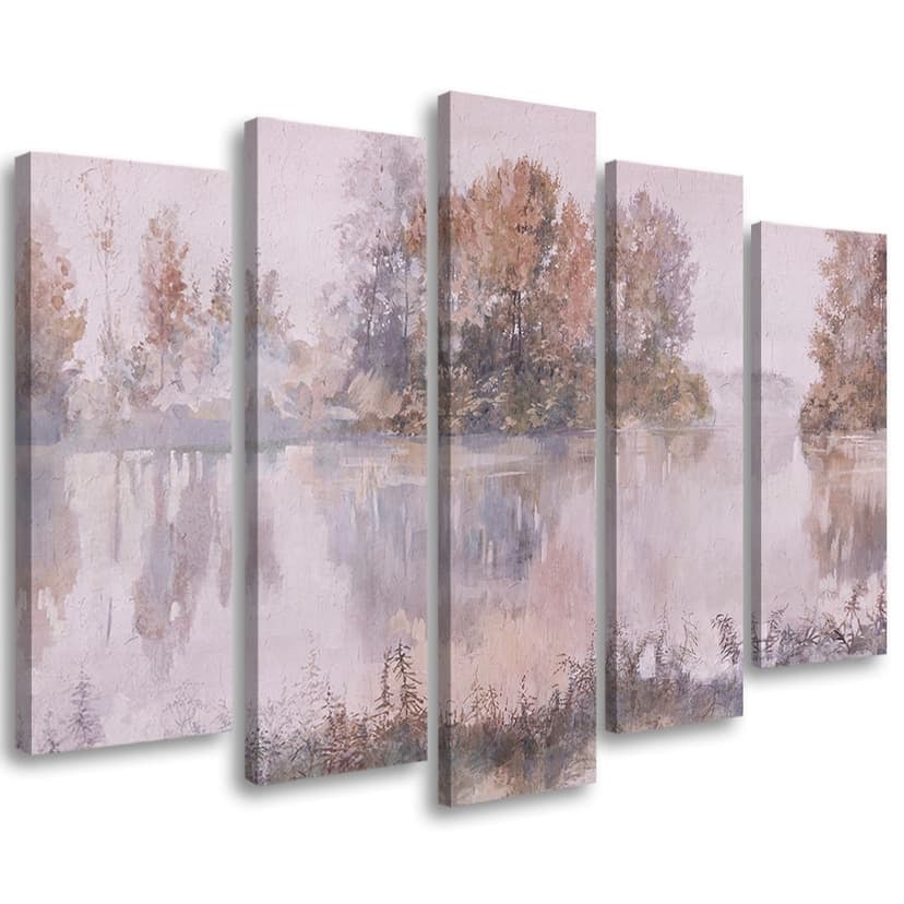Stampa su tela 5 pezzi, vista lago
