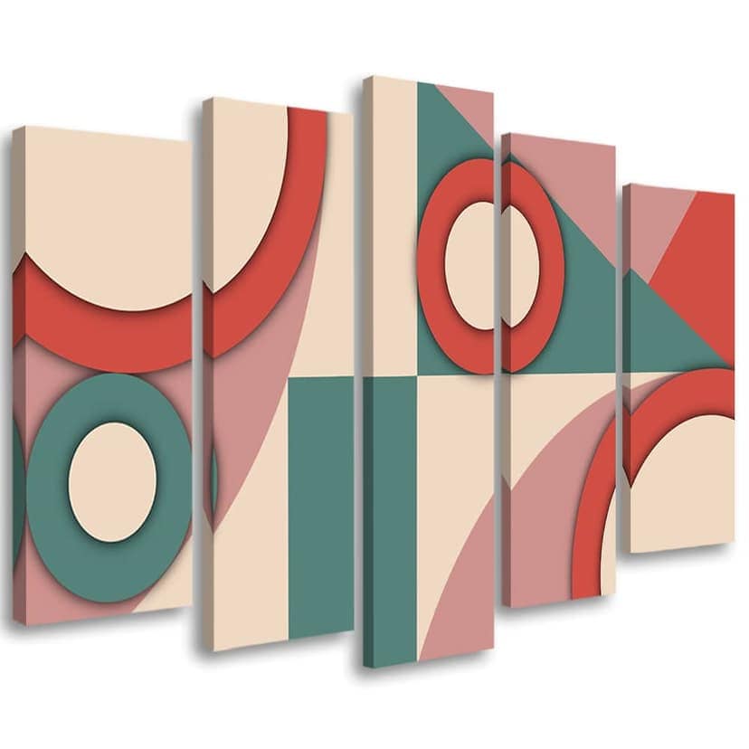 Stampa su tela 5 pezzi, Forme di astrazione geometrica