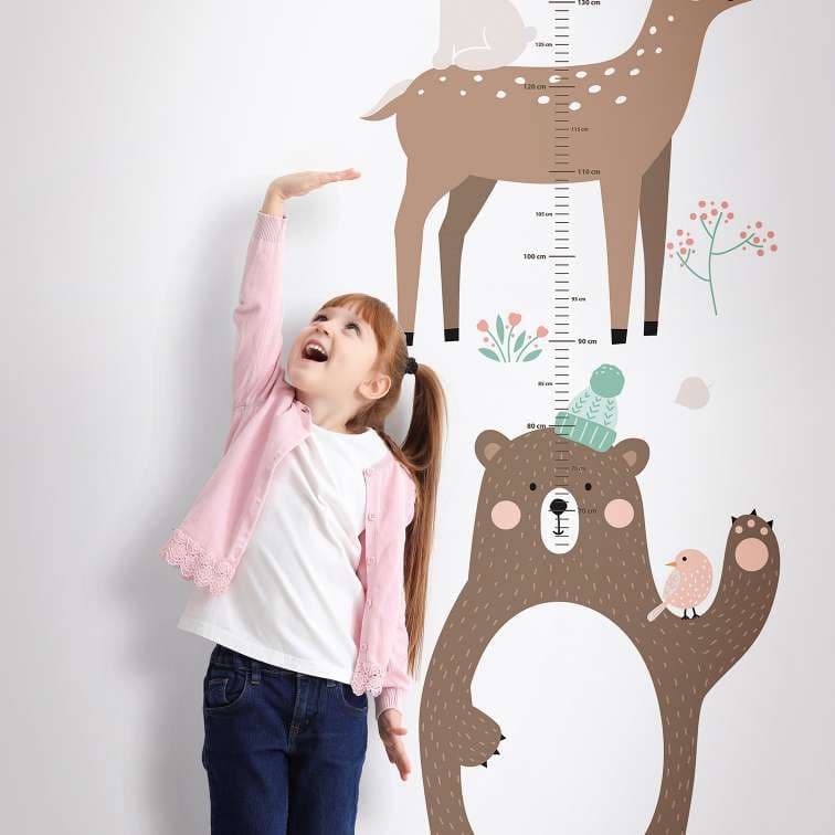 Carta da parati per bambini, tessuto non tessuto con illustrazione Pareti per bambini bianco, verde, marrone