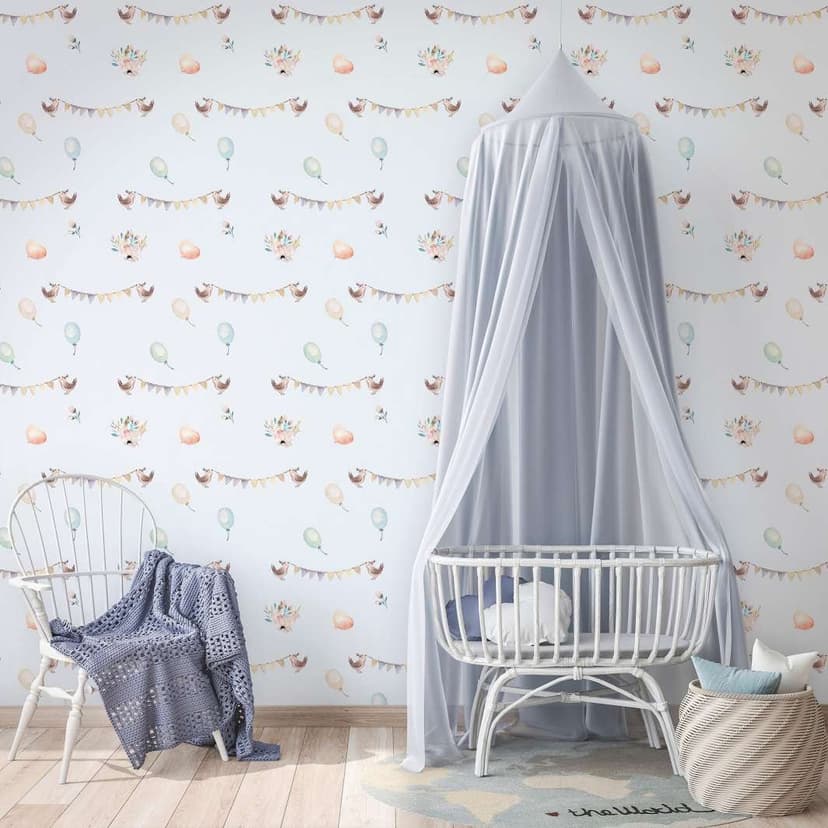Carta da parati per bambini, tessuto non tessuto con illustrazione Kids Walls grigio, multicolore