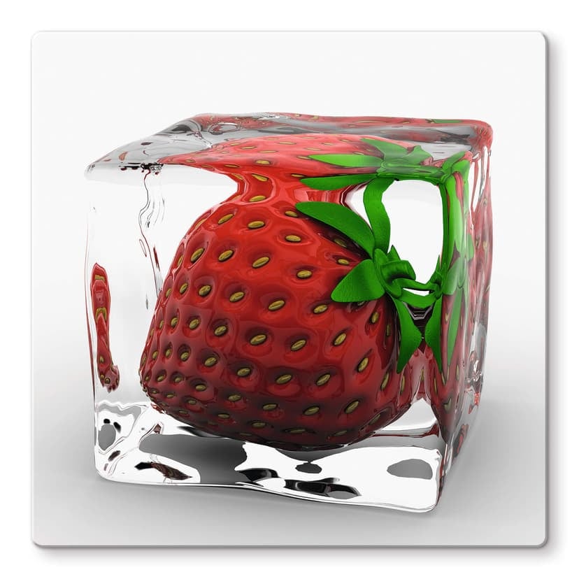 Stampa su vetro - Cubetto di ghiaccio con fragola