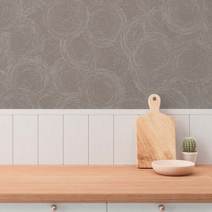 carta da parati 3D a motivi circolari marrone, beige, grigio - Carta da parati in tessuto non tessuto con motivi moderni e testurizzati