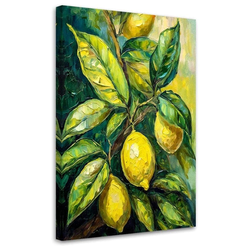Stampa su tela, limoni in acrilico