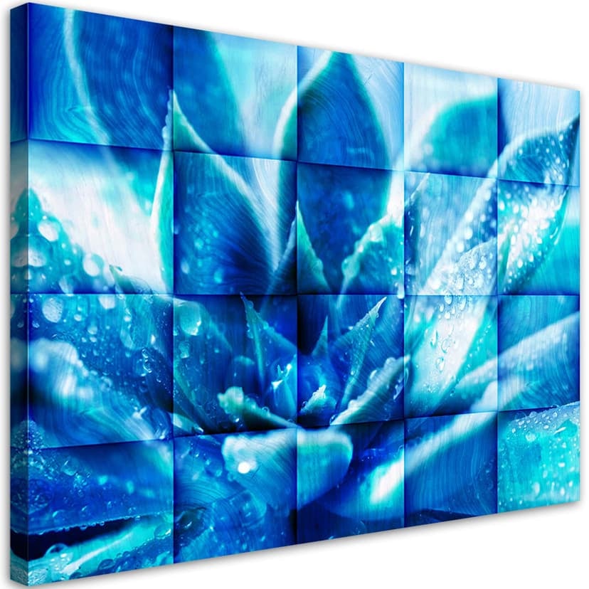 Stampe su tela, fiori blu astratti 3D
