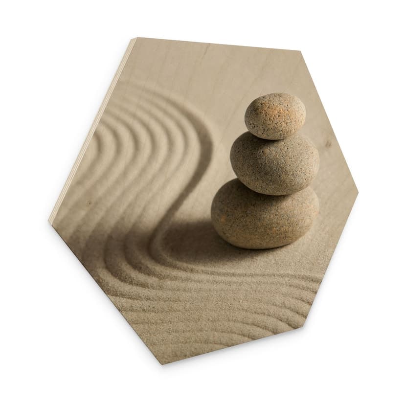 Quadro esagonale in legno Pietra in sabbia 2