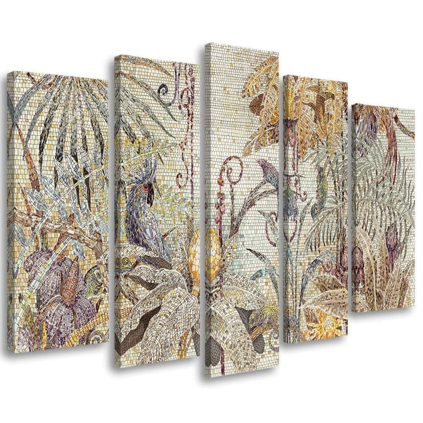 Stampa su tela 5 pezzi Giungla mosaico