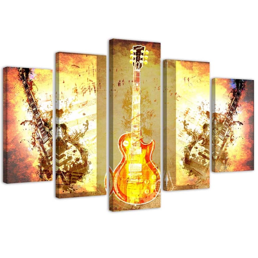 Stampa su tela 5 parti, musica per chitarra