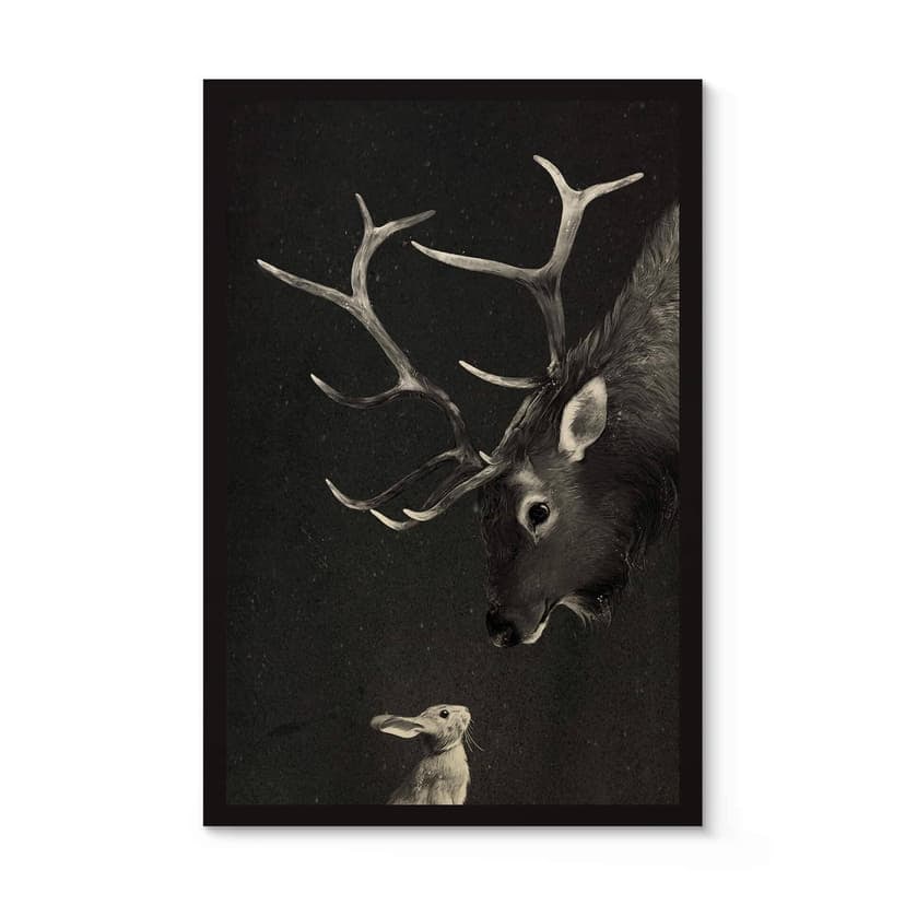 Stampa su legno Graves - Deer and Rabbit