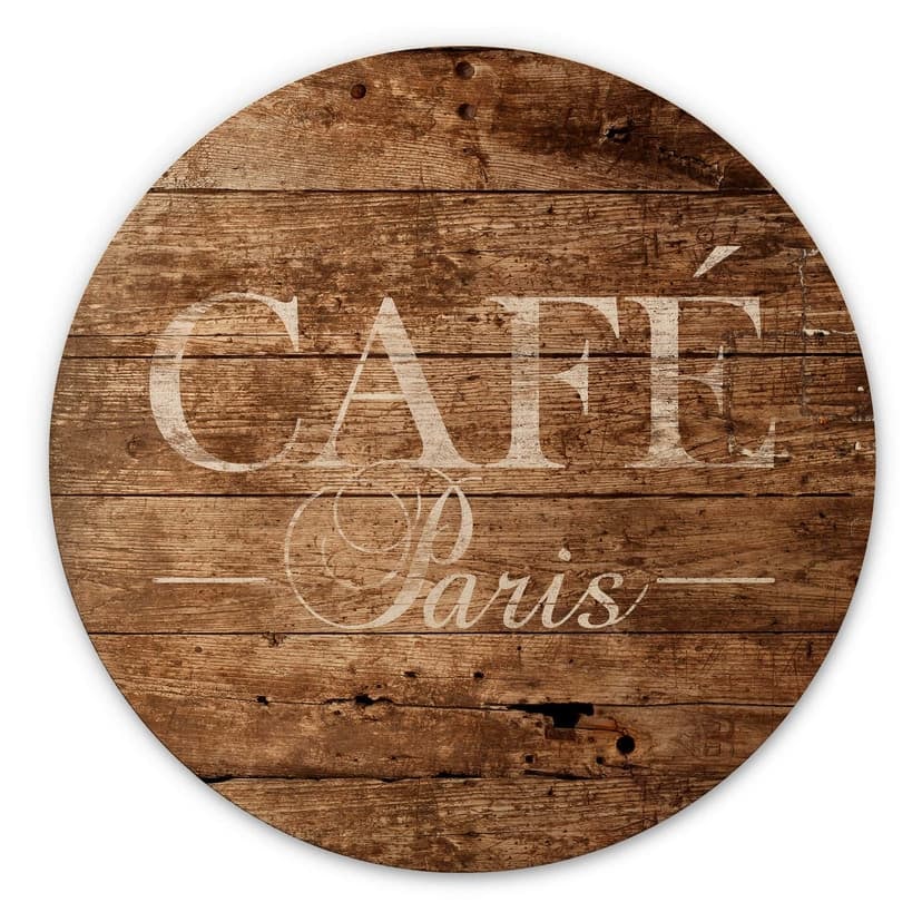 Stampa su legno Café Paris - tondo
