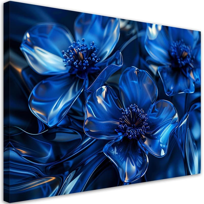 Stampa su tela, fiori blu 3D macro
