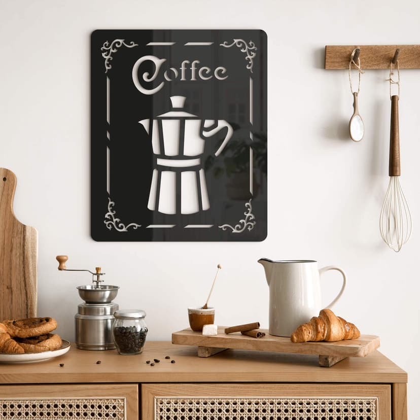 Decoro in acrilico Insegna del caffè - Caffettiera espresso