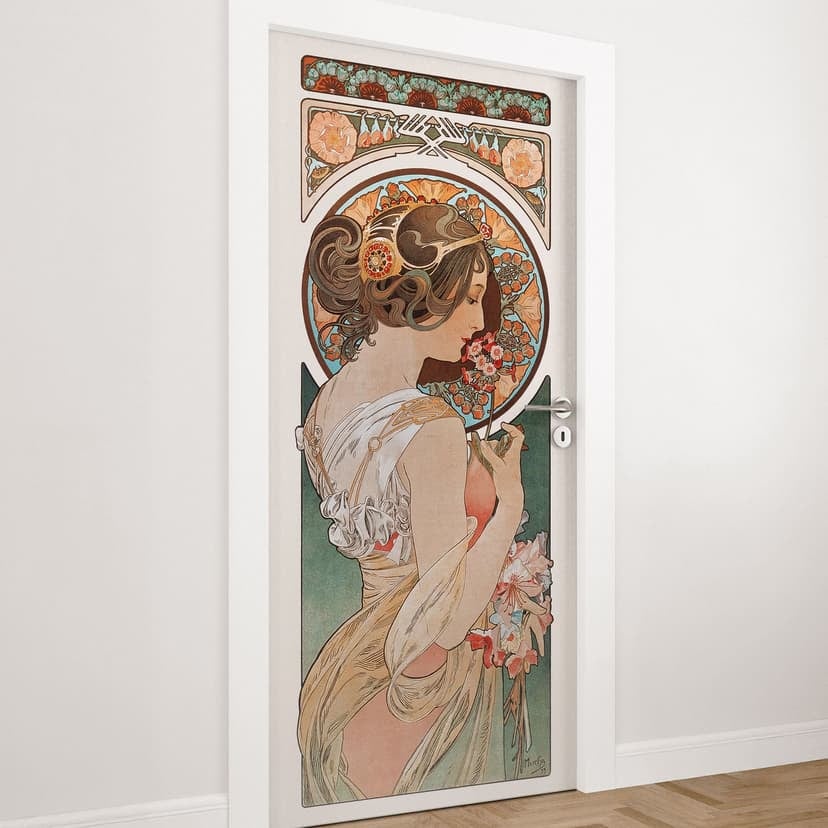 Pellicola per porta fiore chiave - Mucha - Decorazione autoadesiva per porte