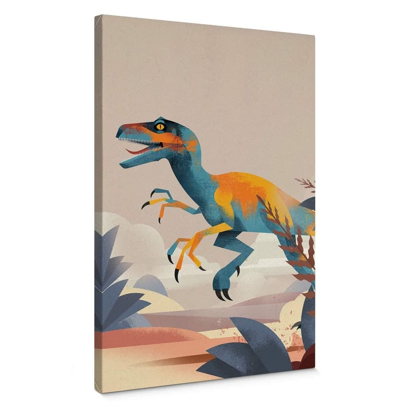Stampa su tela Velociraptor - Braun