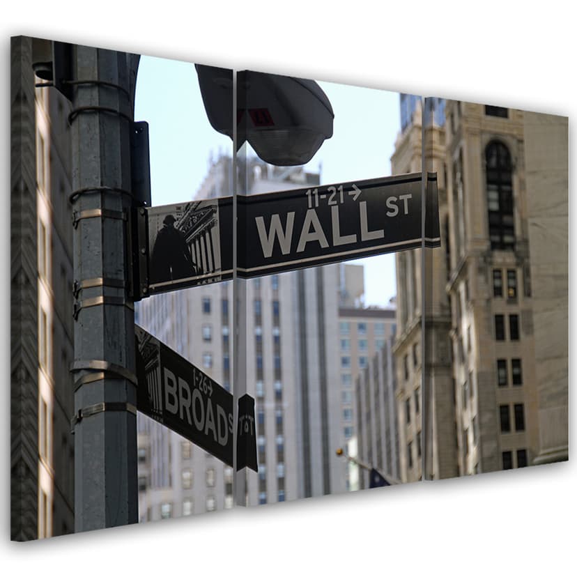 Stampa su tela 3 pezzi, New York Wall Street USA