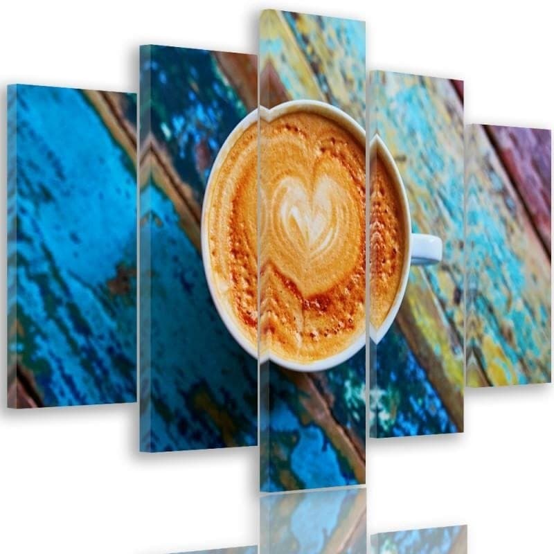 Stampa su tela 5 parti, tazza di caffè