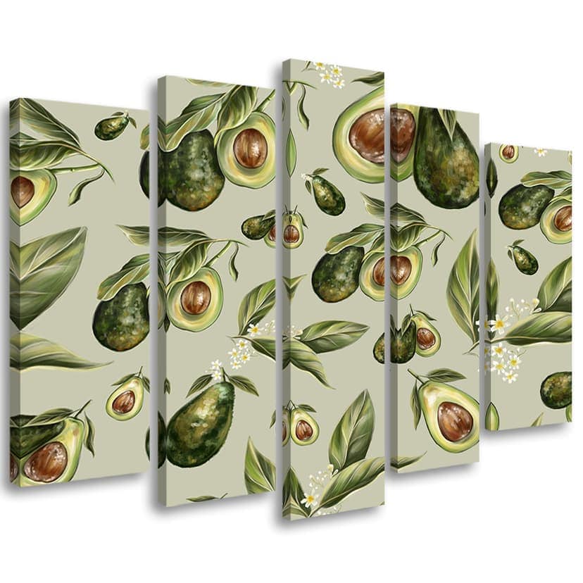 Stampa su tela 5 pezzi, metà avocado