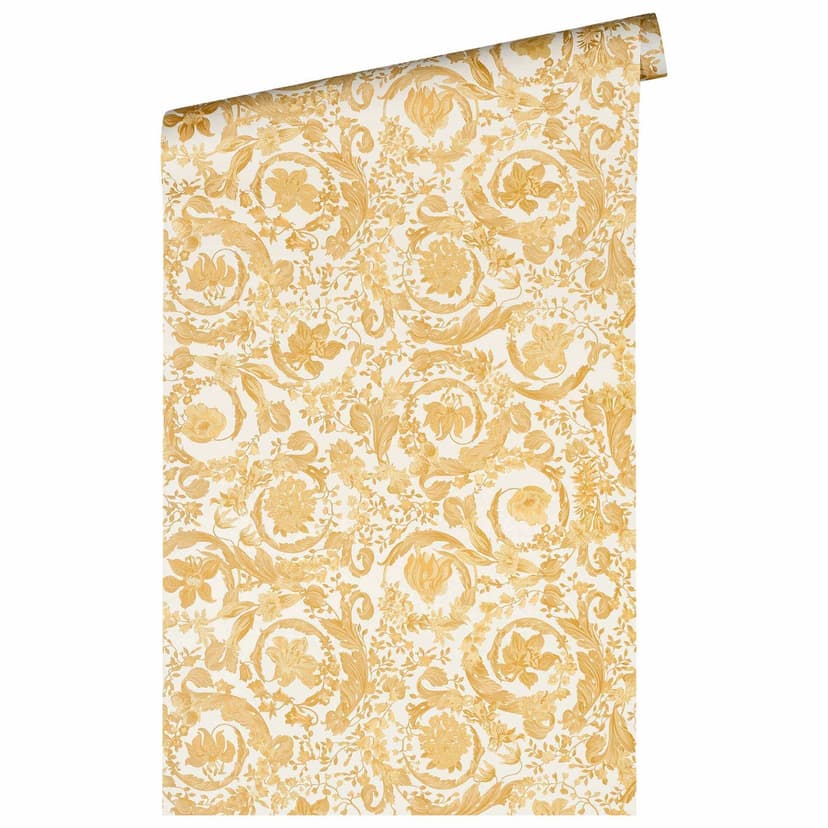 Versace carta da parati design floreale carta da parati in tessuto non tessuto in oro e bianco