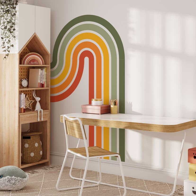 Adesivo murale a strisce retrò (3 pezzi) | colori arcobaleno