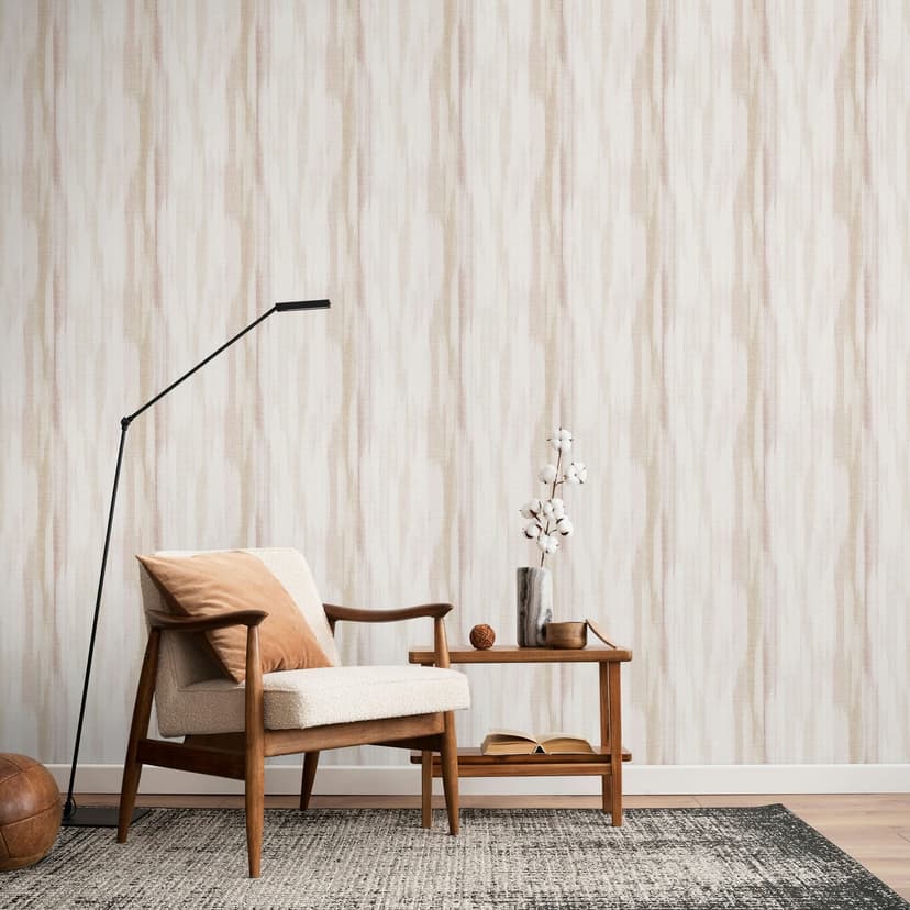 Carta da parati in tessuto non tessuto a strisce moderne opache in bianco beige