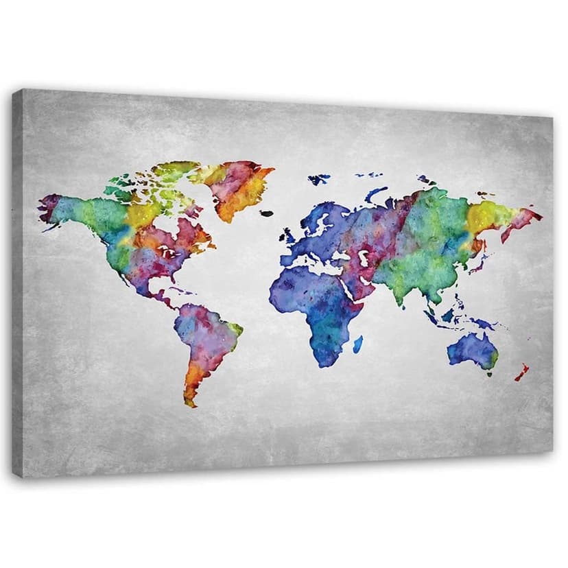 Stampe su tela, Mappamondo multicolore