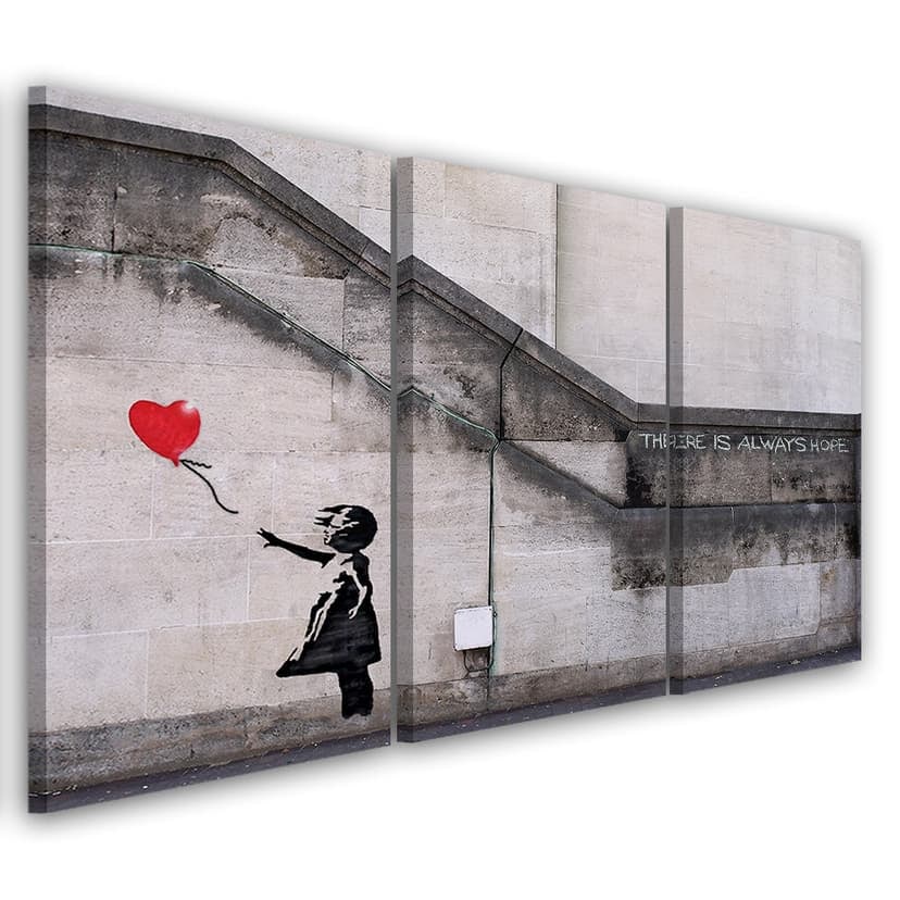 Stampa su tela 3 pezzi, Banksy Balloon Girl