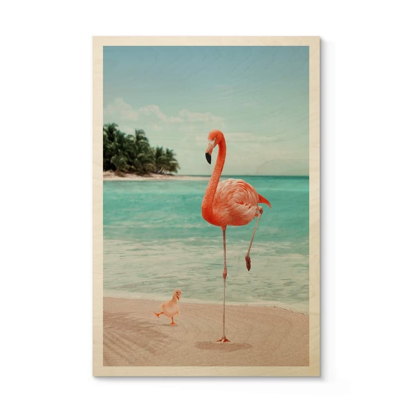 Stampa su legno Loose - Wannabe Flamingo