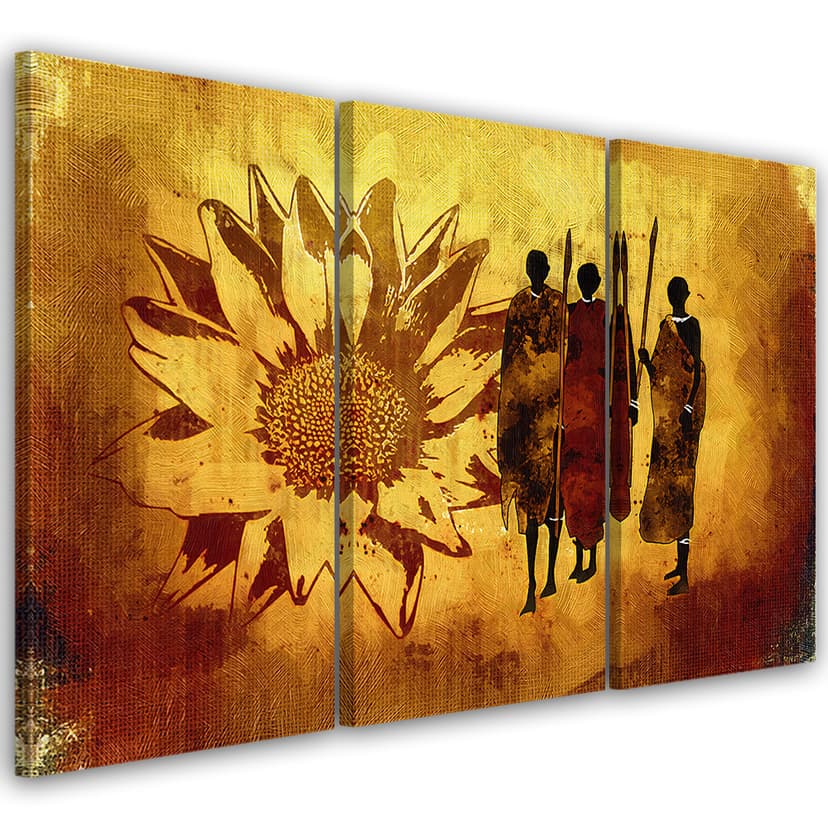 Stampa su tela 3 pezzi, Girasoli africani gialli