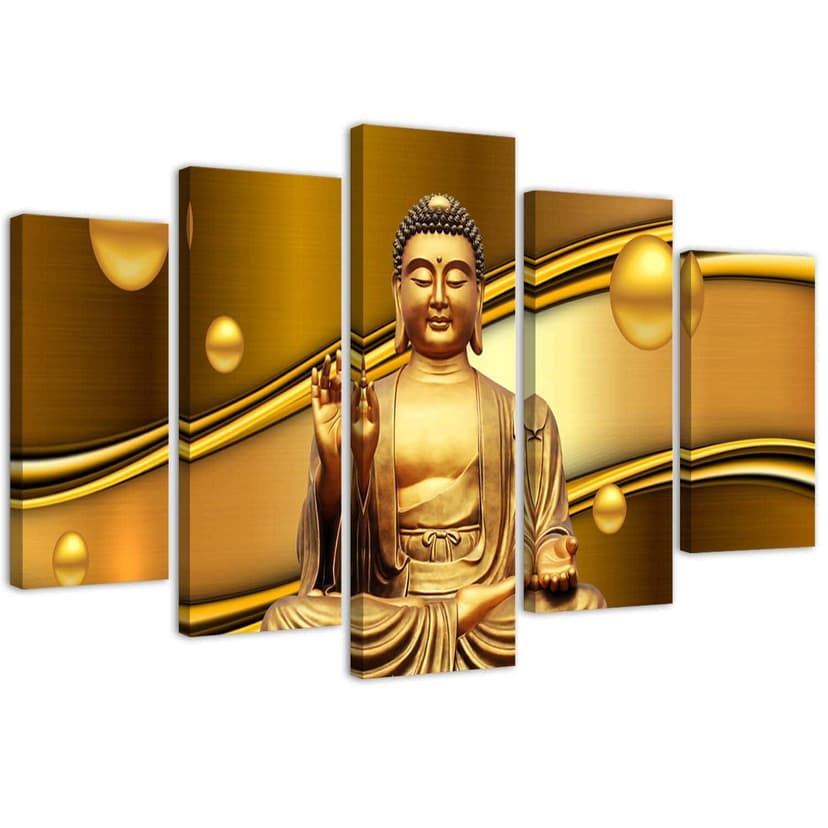 Stampa su tela 5 pezzi, Buddha Golden Feng Shui