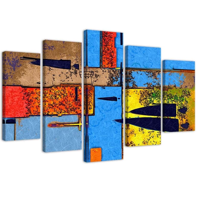 Stampa su tela 5 pezzi, astratto colorato