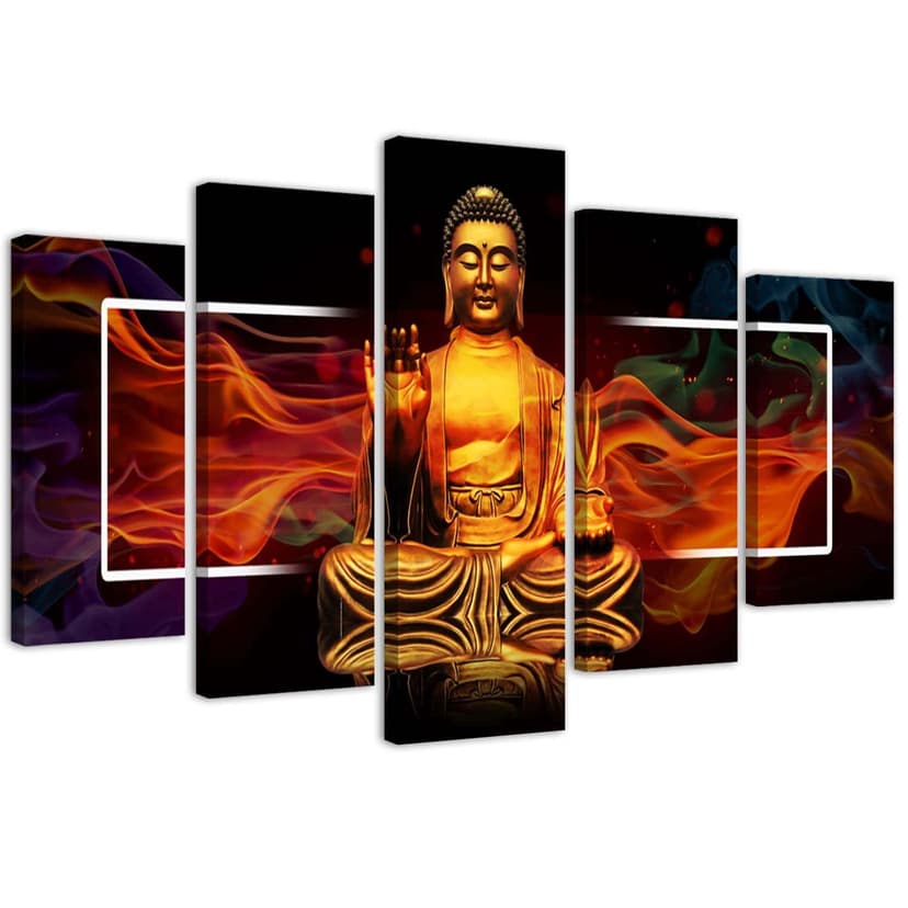 Stampa su tela 5 pezzi Astrazione dorata del Buddha