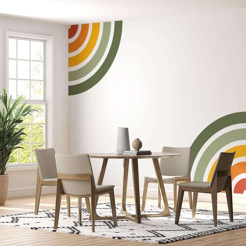 Adesivo murale retro quarter circle | colori arcobaleno