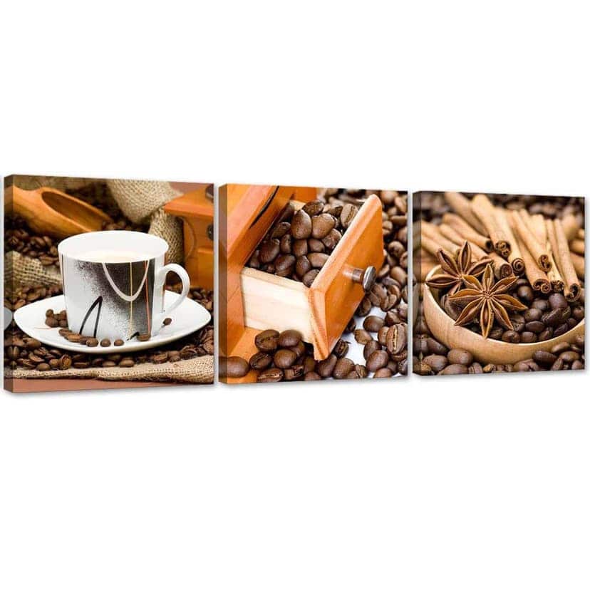 Stampa su tela 3 pezzi, caffè e cannella