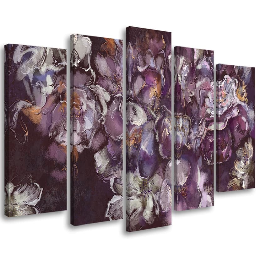 Stampa su tela 5 pezzi, fiore di iris