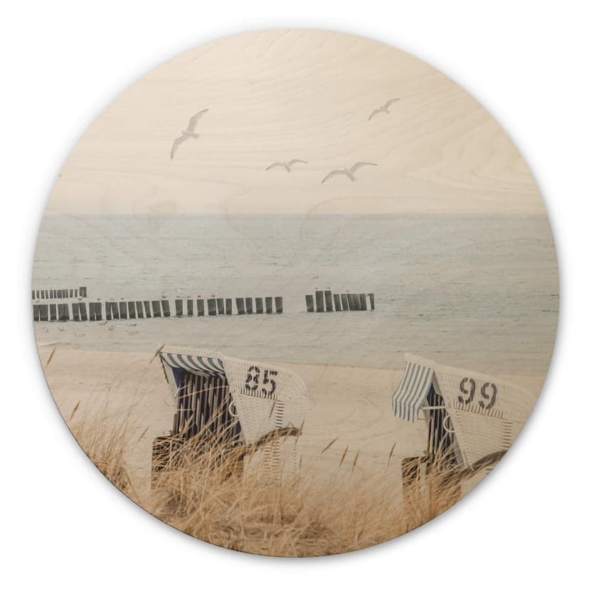 Stampa su legno con vista mare - rotonda