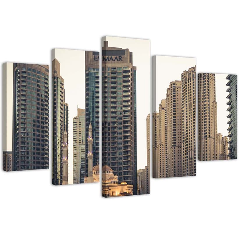Stampa su tela 5 pezzi, Dubai Architecture City