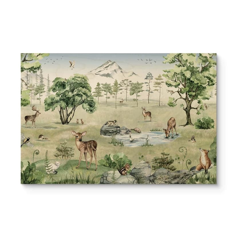 Stampa su legno Kikki Belle - Foresta di cervi