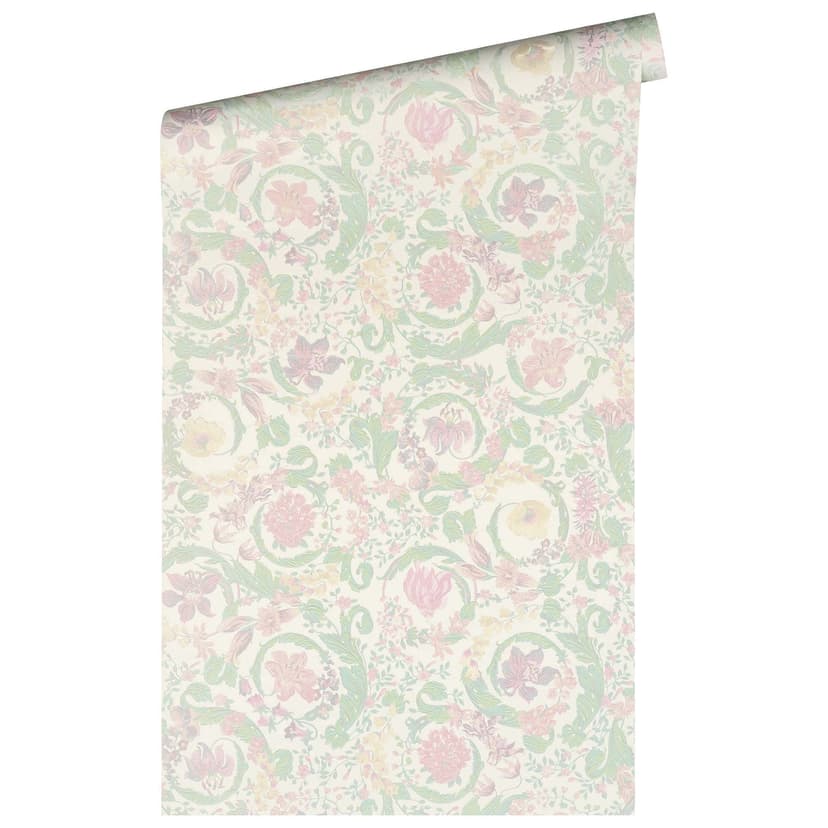 Carta da parati Versace a motivi floreali in rosa e pastello Carta da parati in tessuto non tessuto a motivi floreali