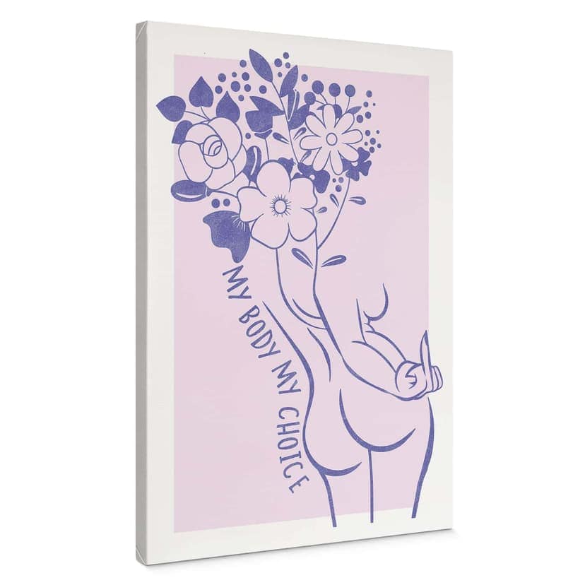 Stampe su tela Body Positivity - Line Art floreale