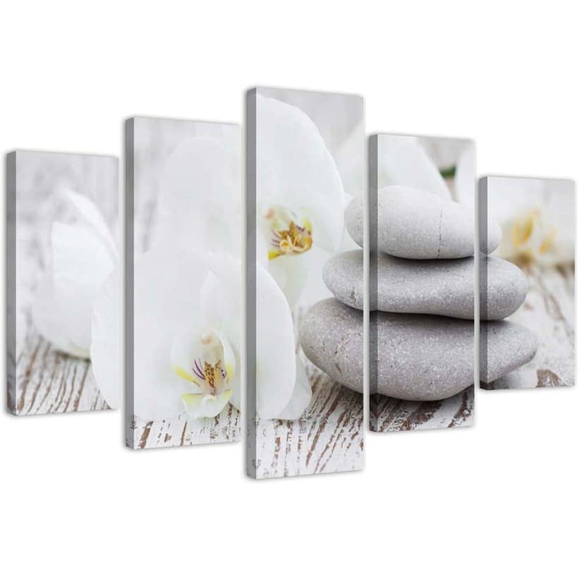 Stampa su tela 5 pezzi Orchid Zen Spa Stones