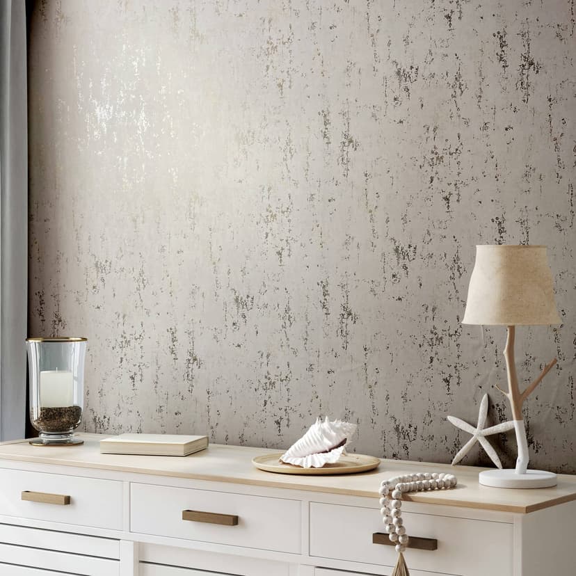 Carta da parati in tessuto non tessuto con effetto lucido sul cemento beige
