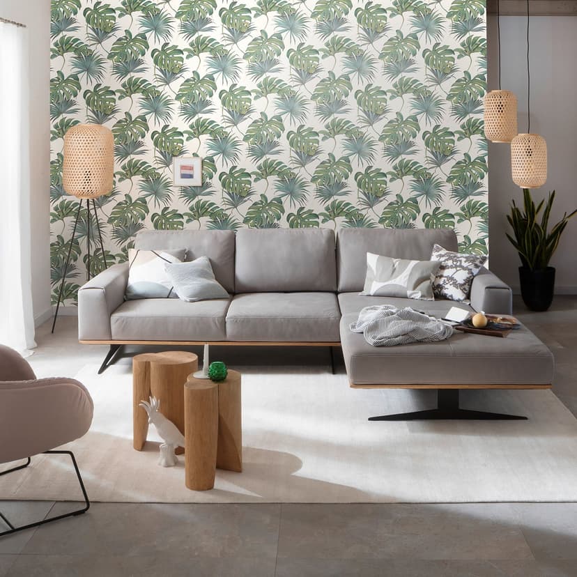 behang Vliesbehang SCHÖNER-WOHNEN, bloemenbehang wit, groen