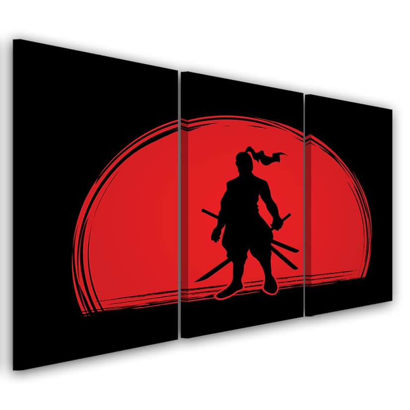 Stampa su tela 3 pezzi, Samurai Japan Sun