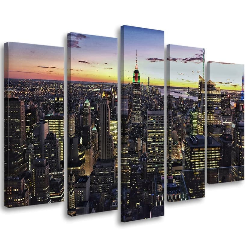 Stampa su tela 5 pezzi, Skyline di New York City