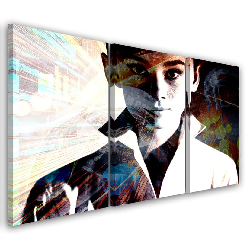 Stampa su tela 3 pezzi, Audrey Hepburn